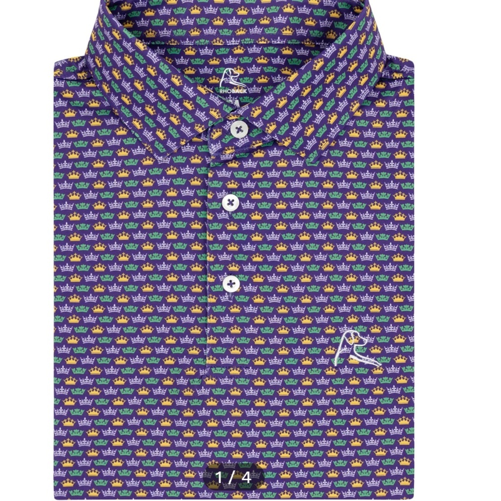 Rhoback Men's Crown Pattern Shirt - Purple and Yellow